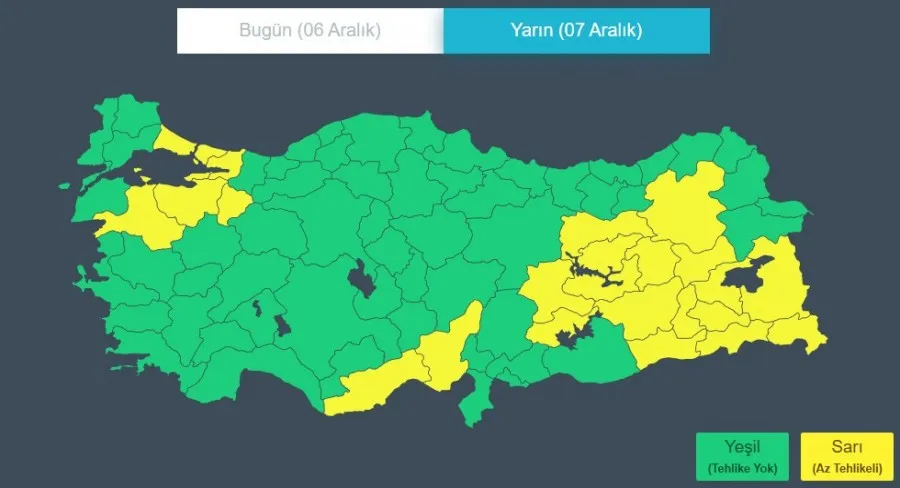 Bursa ve ilçeleri için sarı kod verildi