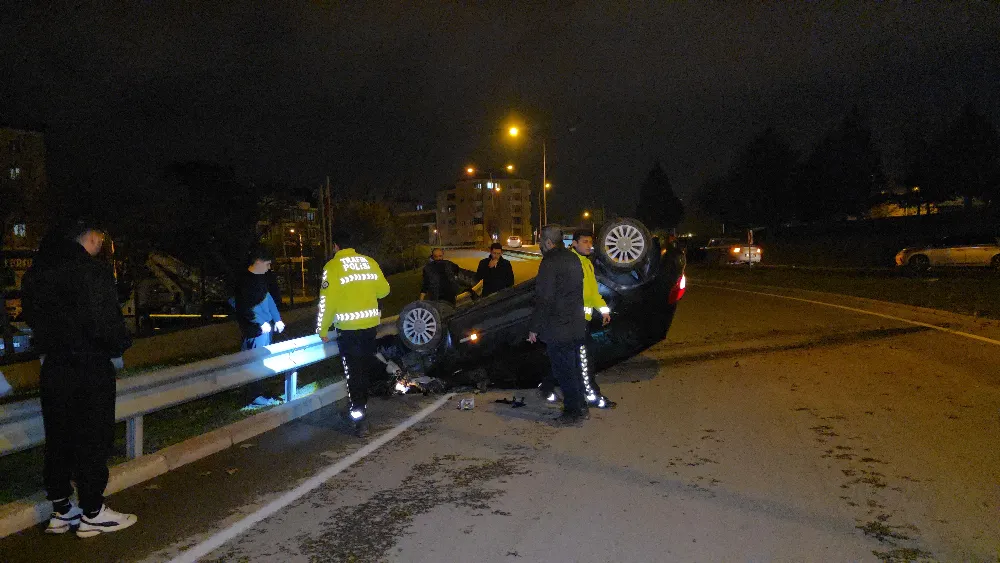 Alanyurt yolunda otomobil takla attı!