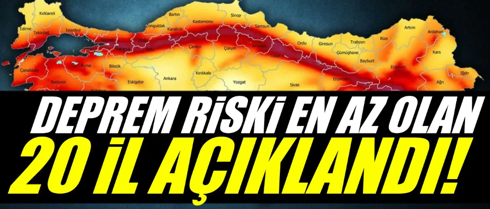 Deprem riski en az olan iller açıklandı..