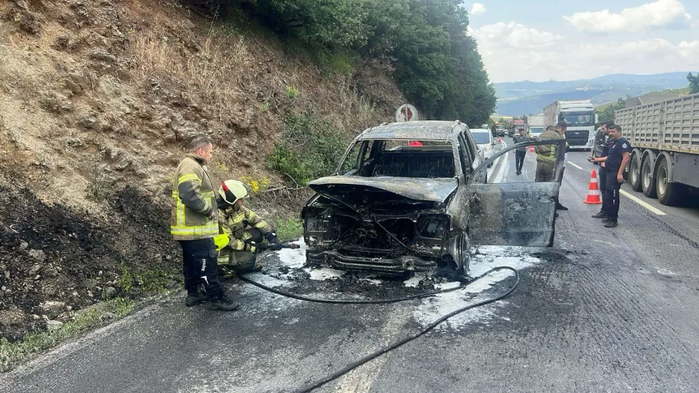 İnegöl yolunda otomobil küle döndü!